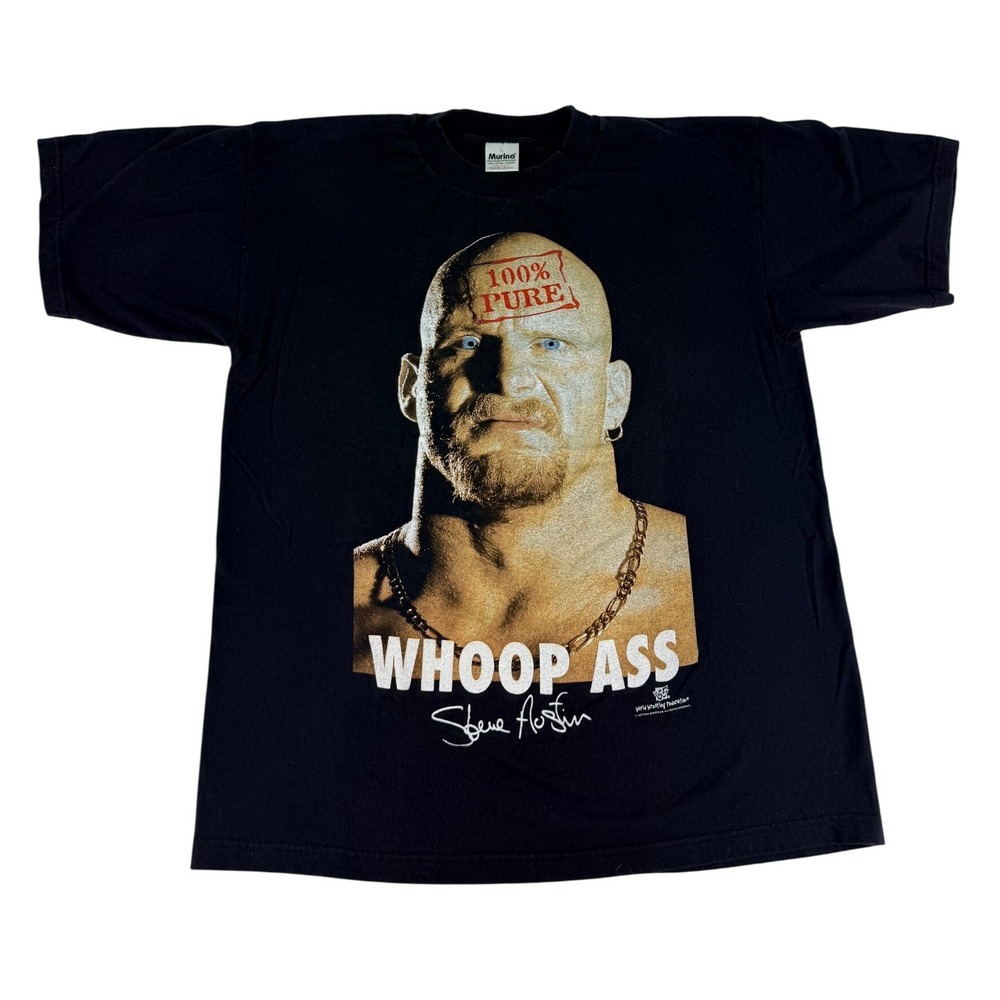 Stone Cold Steve Austin WWF Whoop Ass Wrestling T-shirt Large Vintage 1997
